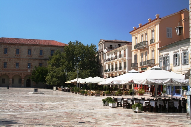 Nafplio - Archaeological museum next to cafes and bars 
